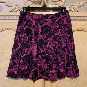 Purple Floral Print Skirt